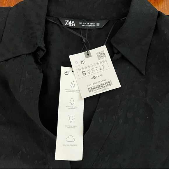 New Zara Black Leopard Jacquard Mini Dress Sz S - Picture 14 of 16